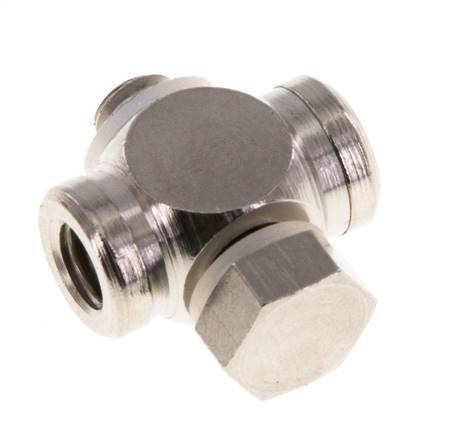 M5 vernickelt Messing T-Stück Banjo Fitting mit Außen- und Innengewinde mit O-Ring [10 Stück]