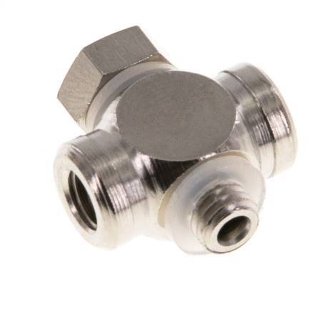 M5 vernickelt Messing T-Stück Banjo Fitting mit Außen- und Innengewinde mit O-Ring [10 Stück]