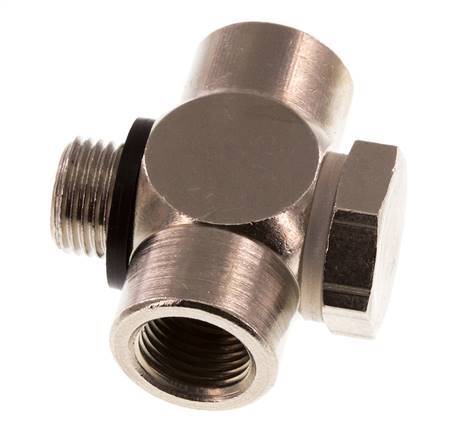 G1/8'' Vernickeltes Messing T-Stück mit Außen- und Innengewinde mit O-Ring [10 Stück]