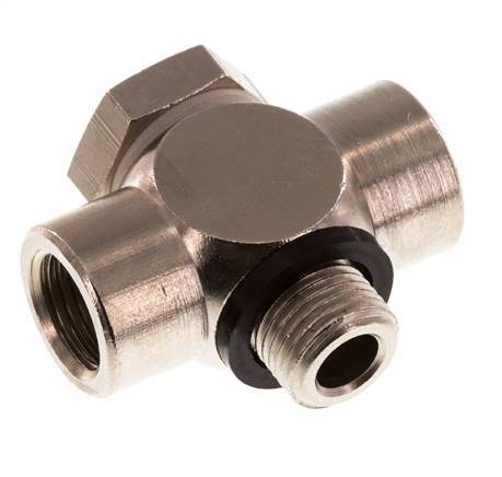 G1/8'' Vernickeltes Messing T-Stück mit Außen- und Innengewinde mit O-Ring [10 Stück]