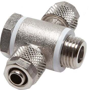 6x4 & M5 Nickel plated Brass Banjo Tee Push-on Fitting with Male Threads with O-ring [2 Pieces]