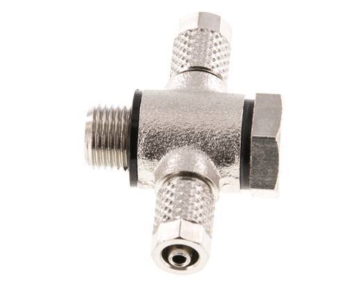 5x3 & G1/8'' Nickel plated Brass Banjo Tee Push-on Fitting with O-ring [10 Pieces]