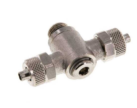6x4 & G1/8'' Nickel plated Brass Tee Push-on Fitting with Male Threads Rotatable Inner Hexagon