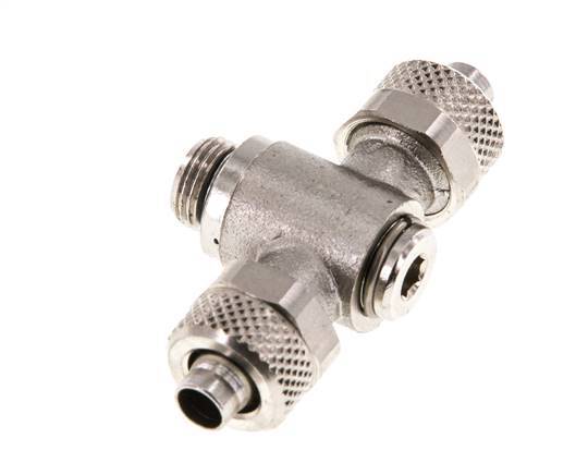 8x6 & G1/8'' T-Stück aus vernickeltem Messing mit Außengewinde und drehbarem Innensechskant