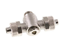 8x6 & G1/8'' T-Stück aus vernickeltem Messing mit Außengewinde und drehbarem Innensechskant