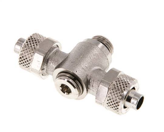 8x6 & G1/8'' T-Stück aus vernickeltem Messing mit Außengewinde und drehbarem Innensechskant