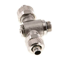 8x6 & G1/8'' T-Stück aus vernickeltem Messing mit Außengewinde und drehbarem Innensechskant