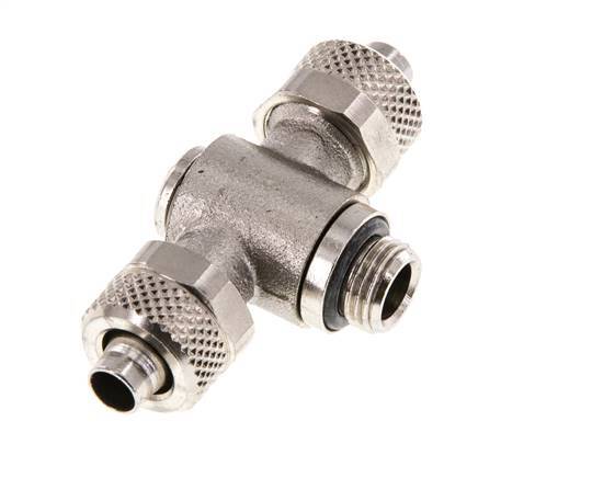 8x6 & G1/8'' T-Stück aus vernickeltem Messing mit Außengewinde und drehbarem Innensechskant
