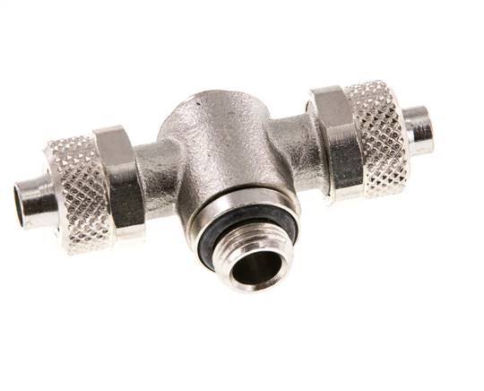 8x6 & G1/8'' T-Stück aus vernickeltem Messing mit Außengewinde und drehbarem Innensechskant