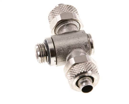 8x6 & G1/8'' T-Stück aus vernickeltem Messing mit Außengewinde und drehbarem Innensechskant