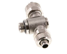 8x6 & G1/8'' T-Stück aus vernickeltem Messing mit Außengewinde und drehbarem Innensechskant
