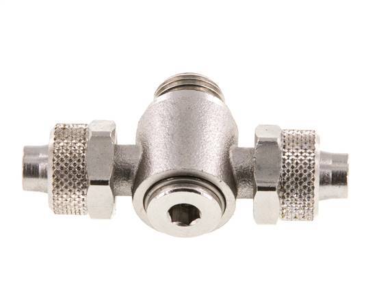 10x8 & G1/4'' T-Stück aus vernickeltem Messing mit Außengewinde und drehbarem Innensechskant