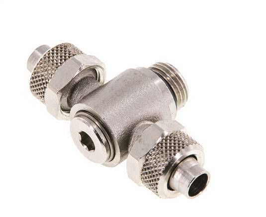 10x8 & G1/4'' T-Stück aus vernickeltem Messing mit Außengewinde und drehbarem Innensechskant