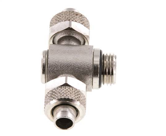 10x8 & G1/4'' T-Stück aus vernickeltem Messing mit Außengewinde und drehbarem Innensechskant
