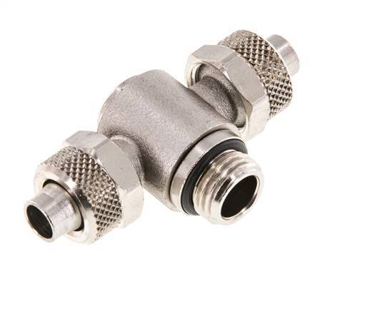 10x8 & G1/4'' T-Stück aus vernickeltem Messing mit Außengewinde und drehbarem Innensechskant