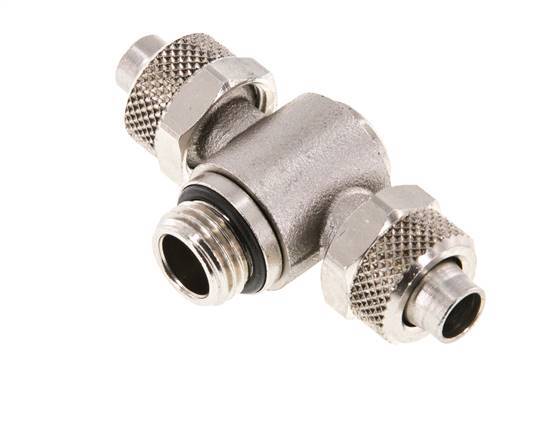 10x8 & G1/4'' T-Stück aus vernickeltem Messing mit Außengewinde und drehbarem Innensechskant