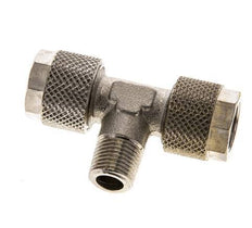 10x8 & R1/8'' Nickel plated Brass Tee Push-on Fitting with Male Threads [2 Pieces]
