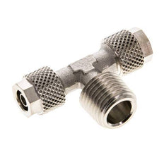 6x4 & R1/4'' Nickel plated Brass Tee Push-on Fitting with Male Threads [2 Pieces]