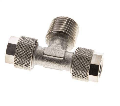 8x6 & R1/4'' T-Stück aus vernickeltem Messing mit Außengewinde [2 Stück]