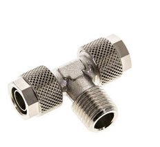10x8 & R1/4'' Nickel plated Brass Tee Push-on Fitting with Male Threads [2 Pieces]