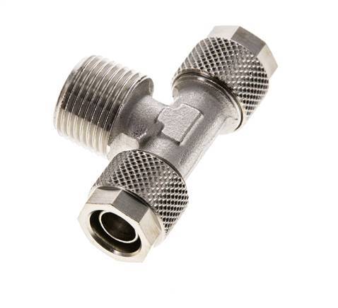 10x8 & R3/8'' T-Stück aus vernickeltem Messing mit Außengewinde [2 Stück]
