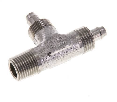 6x4 & R1/8'' Edelstahl 1.4305 Rechtwinkliges T-Stück zum Aufstecken mit Außengewinde