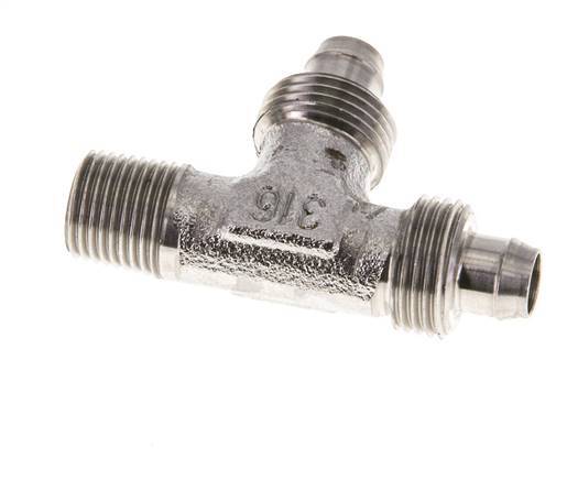8x6 & R1/8'' Stainless Steel 1.4305 Right Angle Tee Push-on Fitting with Male Threads