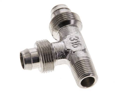 10x8 & R1/8'' Stainless Steel 1.4305 Right Angle Tee Push-on Fitting with Male Threads