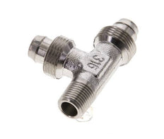 10x8 & R1/8'' Stainless Steel 1.4305 Right Angle Tee Push-on Fitting with Male Threads