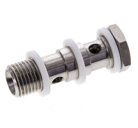 2-way Stainless Steel Banjo Bolt with G1/4'' Male Threads PTFE L42mm