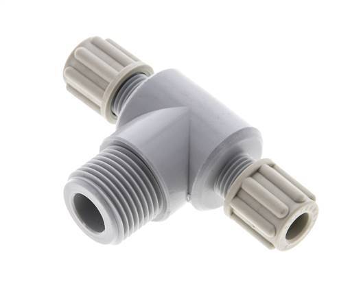 6x4mm & G3/8'' PA T-Shape Tee Compression Fitting with Male Threads 10 bar