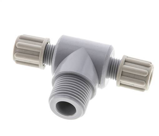 6x4mm & G3/8'' PA T-Shape Tee Compression Fitting with Male Threads 10 bar