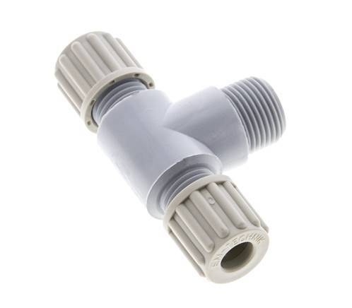 8x6mm & G3/8'' PA T-Shape Tee Compression Fitting with Male Threads 10 bar