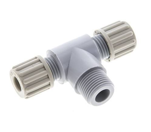 8x6mm & G3/8'' PA T-Shape Tee Compression Fitting with Male Threads 10 bar