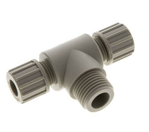 10x8mm & G1/2'' PP T-Shape T-Kompressionsfitting mit Außengewinde 10 bar