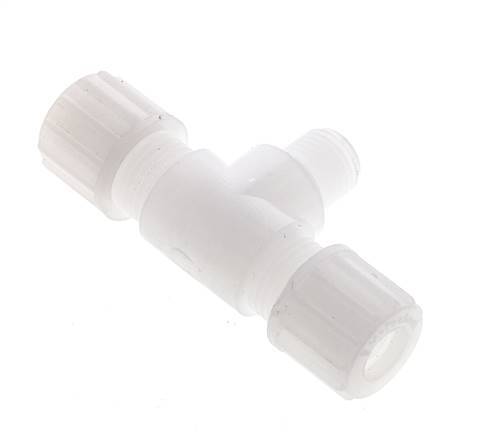 10x8mm & G1/4'' PVDF T-Shape Tee Compression Fitting with Male Threads 10 bar