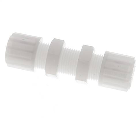 12x10mm PVDF Straight Compression Fitting Bulkhead 10 bar