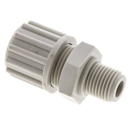 12x6mm & G1/4'' PP Straight Compression Fitting with Male Threads 10 bar PVC and PA