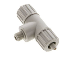 10x4mm & G1/8'' PP T-Shape Tee Compression Fitting with Male Threads 10 bar PVC and PA