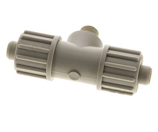 16x10mm & G1/4'' PP T-Shape Tee Compression Fitting with Male Threads 10 bar PVC and PA