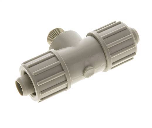 20x13mm & G3/8'' PP T-Shape Tee Compression Fitting with Male Threads 10 bar PVC and PA