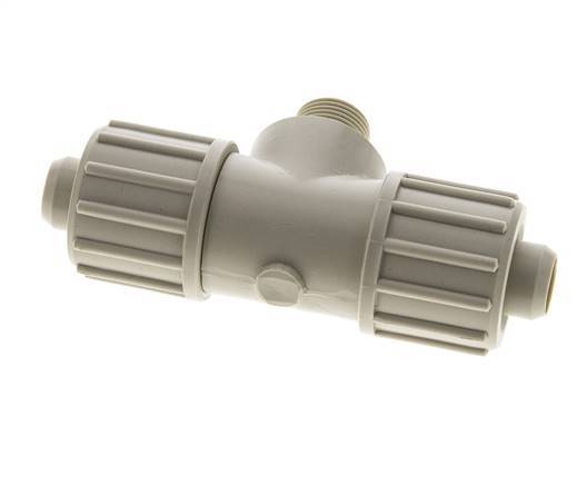 20x13mm & G3/8'' PP T-Shape Tee Compression Fitting with Male Threads 10 bar PVC and PA