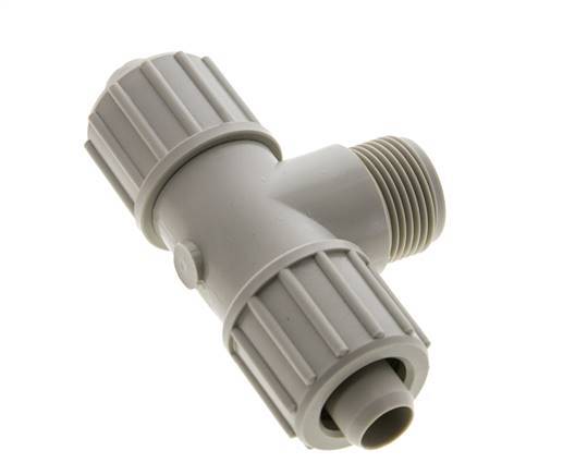 20x13mm & G3/4'' PP T-Shape Tee Compression Fitting with Male Threads 10 bar PVC and PA