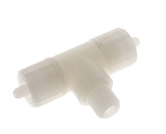 10x4mm & G1/4'' PVDF T-Shape T-Kompressionsfitting mit Außengewinde 10 bar PVC und PA