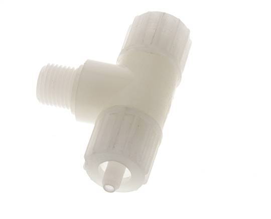 10x4mm & G1/4'' PVDF T-Shape T-Kompressionsfitting mit Außengewinde 10 bar PVC und PA