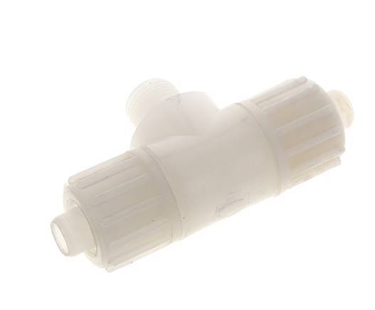 16x10mm & G3/8'' PVDF T-Shape T-Kompressionsfitting mit Aussengewinde 10 bar PVC und PA