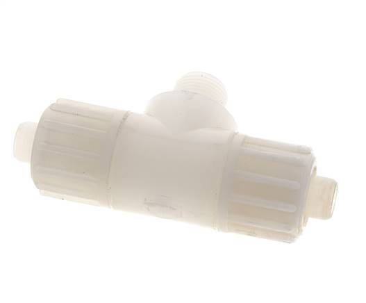 16x10mm & G3/8'' PVDF T-Shape T-Kompressionsfitting mit Aussengewinde 10 bar PVC und PA