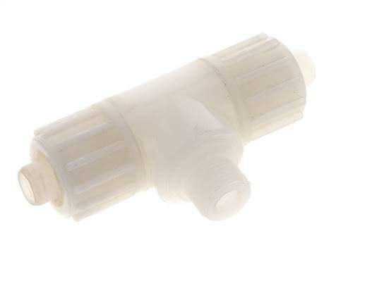 16x10mm & G3/8'' PVDF T-Shape T-Kompressionsfitting mit Aussengewinde 10 bar PVC und PA