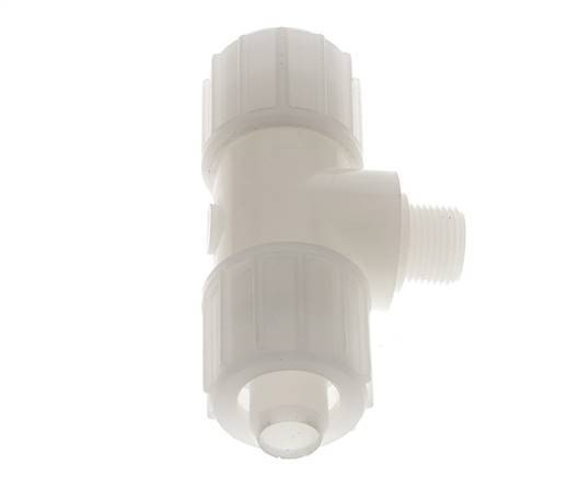 20x13mm & G3/8'' PVDF T-Shape T-Kompressionsfitting mit Aussengewinde 10 bar PVC und PA