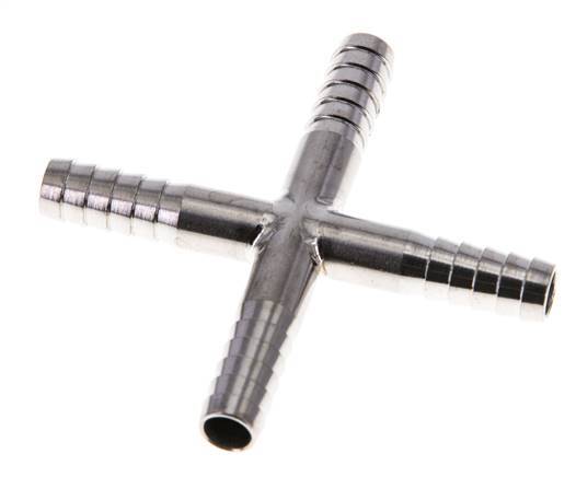 6 mm (1/4'') Kreuzschlauchverbinder aus Edelstahl 1.4301
